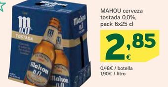 HiperDino Mahou cerveza tostada 0,0% oferta