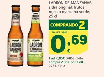 HiperDino Ladrón de manzanas sidra original, frutos rojos o manzana verde oferta