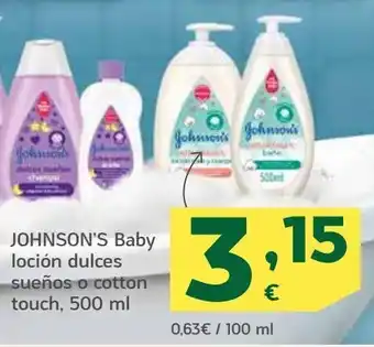 HiperDino Johnson's baby loción dulces sueños o cotton touch oferta