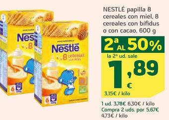 HiperDino Nestlé papilla 8 cereales con miel, 8 cereales con bífidus o con cacao oferta