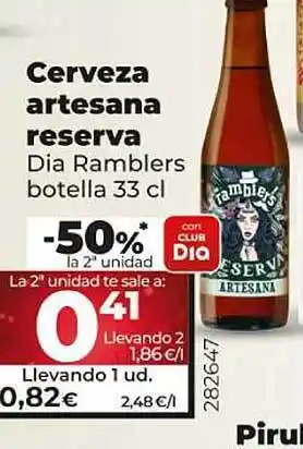 Dia -50% la 2a unidad cerveza artesana reserva dia ramblers oferta