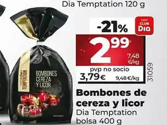 Dia Bombones de cereza y licor dia temptation oferta