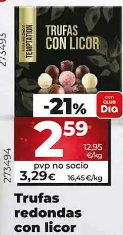 Dia Trufa redondas con licor oferta