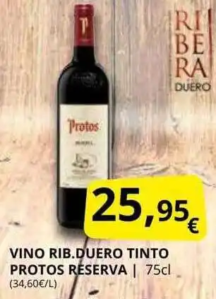 Supermercados MAS Vino rib. duero tinto protos reserva oferta
