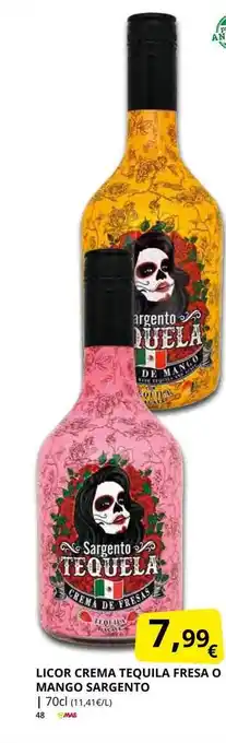 Supermercados MAS Licor crema tequila fresca o manggo sargento oferta