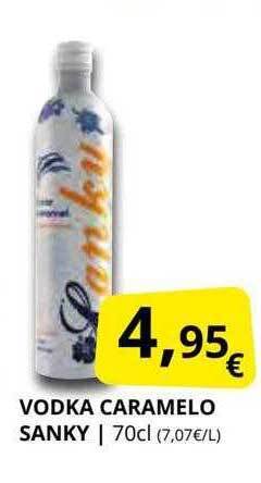 Supermercados MAS Vodka caramelo sanky oferta
