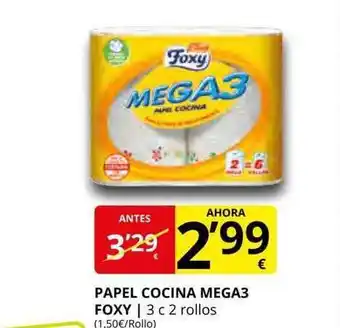Supermercados MAS Papel cocina mega 3 foxy oferta