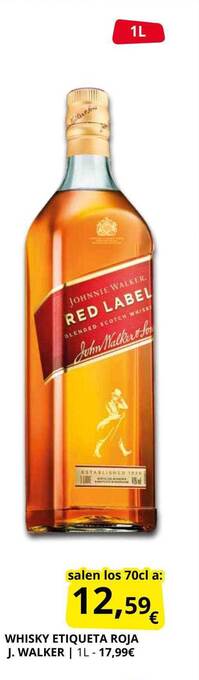 Supermercados MAS Whisky etiqueta roja j. walker oferta