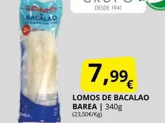 Supermercados MAS Lomos de bacalao barea oferta