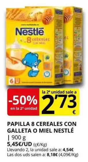 Supermercados MAS Papilla 8 cereales con galleta o miel nestlé oferta