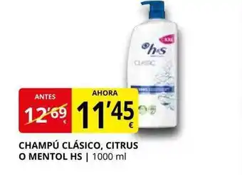 Supermercados MAS Champú clásico, citrus o mentol hs oferta