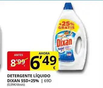 Supermercados MAS Detergente líquido dixan 55d+25% oferta
