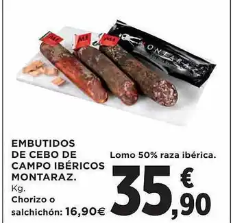 El Corte Inglés Embutidos de cebo de campo ibéricos montaraz oferta