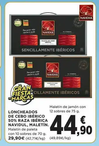 El Corte Inglés Loncheados de cebo ibérico 50% raza ibérica navidul maletín oferta