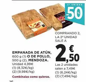 El Corte Inglés 2a unidad -50% empanada de atún o de pollo mendoza oferta