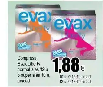 FROIZ Compresa evas liberty normal alas 12 o super alas 10 oferta