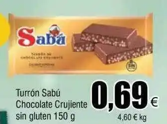 FROIZ Turrón sabú chocolae crujiente sin gluten oferta