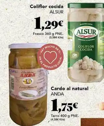 Gadis Coliflor cocida alsur cardo al natural anda oferta