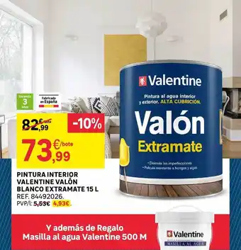 Leroy Merlin Pintura interior valentine valón blanco extramate 15l oferta