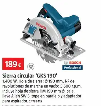 Bauhaus Sierra circular 'gks 190' bosch oferta