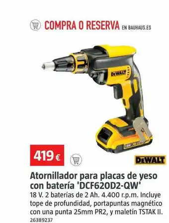 Bauhaus Atornillador para placas de yeso con batería 'dcf620d2-dw' dewalt oferta