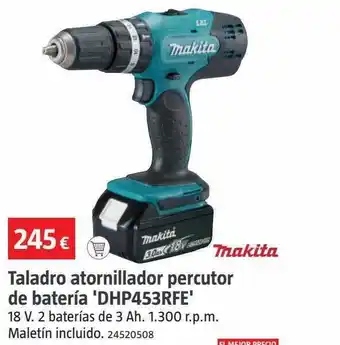 Bauhaus Taladro atornillador percutor de batería 'dhp453rfe' makita oferta