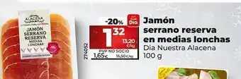 Dia Jamón serrano reserva en medias lonchas dia nuestra alacena oferta