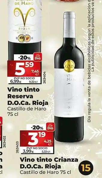 Dia Vino tinto reserva d.o.ca. rioja castillo de haro vino tinto crianza d.o.ca. rioja castillo de haro oferta