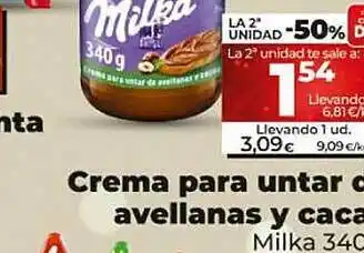 Dia Crema para untar con avellanas y cacao milka oferta