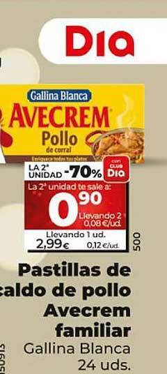 Dia Pastillas de caldo de pollo avecrem familiar gallina blanca oferta