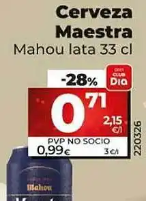 Dia Cerveza maestra mahou oferta
