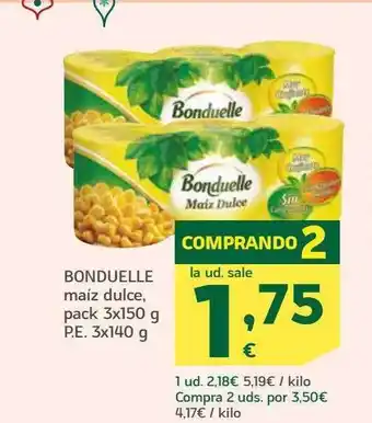 HiperDino Bonduelle maíz dulce pack 3 oferta