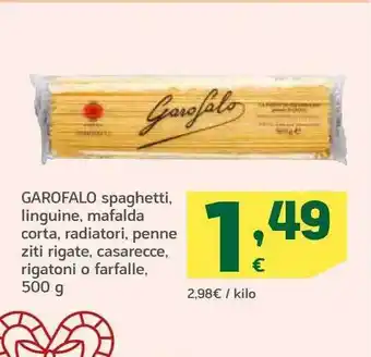 HiperDino Garofalo spaghetti linguine mafalda corta radiatori penne rigatoni o farfalle oferta