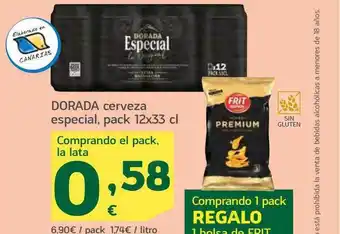 HiperDino Dorada cerveza especial pack 12 oferta