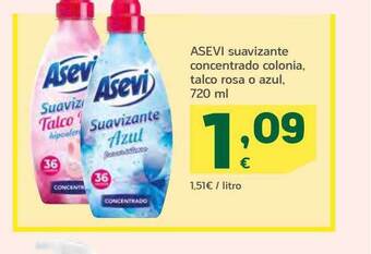 HiperDino Asevi suavizante concentrado colonia talco rosa o azul oferta