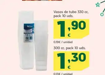 HiperDino Vasos de tubo 33 cc pack 10 300 cc pack 10 oferta