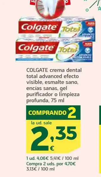 HiperDino Colgate crema dental total advanced efecto visible esmalte sano encías sanas gel purificador o limpieza profunda oferta