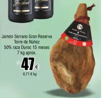 FROIZ Jamón Serrano Gran Reserva Torre de Núñez 50% Raza Duroc 15 Meses 7kg Aprox oferta