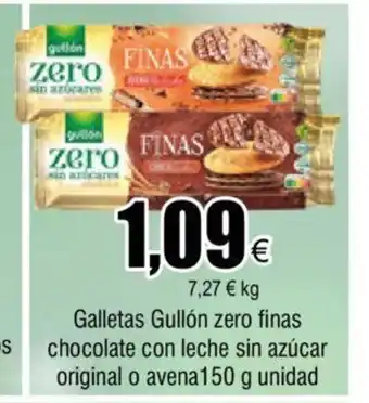 FROIZ Galletas Gullón Zero Finas Chocolate Con Leche Sin Azúcar Original o Avena 150g Unidad oferta