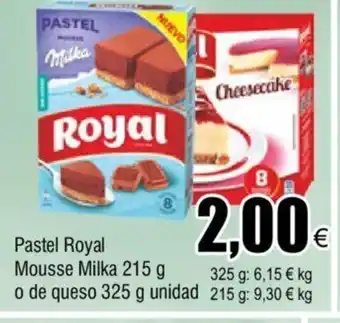 FROIZ Pastel Royal Mousse Milka 215g o De Queso 325g Unidad oferta