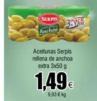 FROIZ Aceitunas Serpis Rellena De Anchoa Extra 3x50g oferta