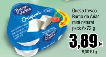 FROIZ Queso Fresco Burgo De Arias Mini Natural Pack 6x72g oferta
