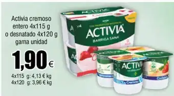 FROIZ Activia Cremoso Entero 4x115g o Desnatado 4x120g Gama Unidad oferta