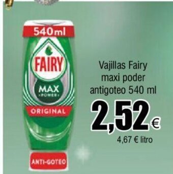 FROIZ Vajillas Fairy Maxi Poder Antigoteo 540ml oferta