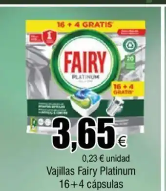 FROIZ Vajillas Fairy Platinum 16+4 Cápsulas oferta