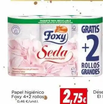 Papel higiénico foxy 4+2 rollos