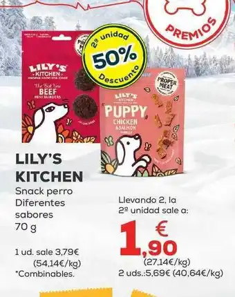 Kiwoko 2a unidad 50% descuento lily's kitchen snack perro diferentes sabores oferta