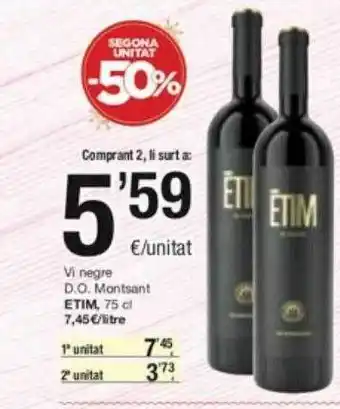 SPAR Fragadis Segona unitat -50% vi negre d.o. montsant etim oferta