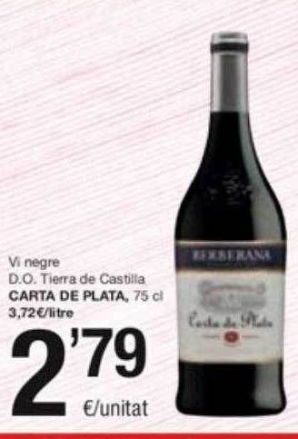 SPAR Fragadis Vi negre d.o. tierra de castilla carta de plata oferta