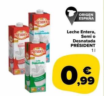 Carrefour Market Leche entera semi o desnatada président oferta